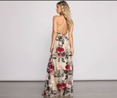 Charena Formal Embroidered Floral Tulle Dress Sai Feel